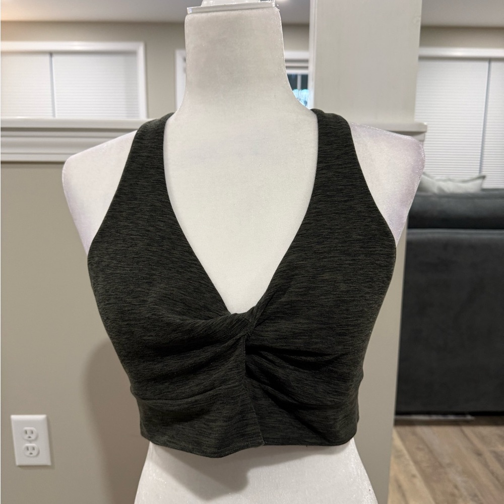 Victoria's Secret Sports Bra Gray/Black Racerback- Padding Removed